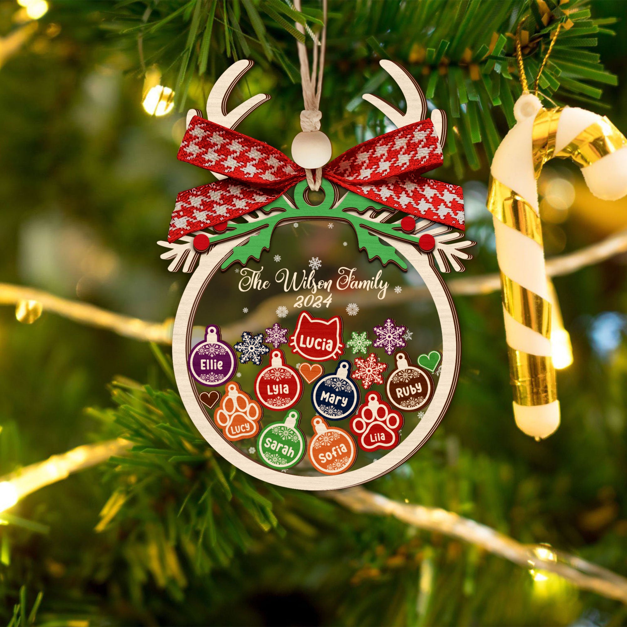 Personalized Family Christmas Shaker Ornament, Ornament 2024, Shaker Ornament CF184