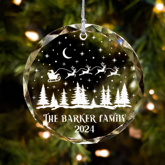 Personalized Family Christmas Glass Ornaments, Family Christmas GX02-1