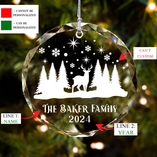 Personalized Family Christmas Glass Ornaments GX02-4