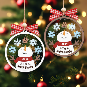 Personalized Family Names Christmas Ornament, Funny Snowman Family Shaker Ornament CF296