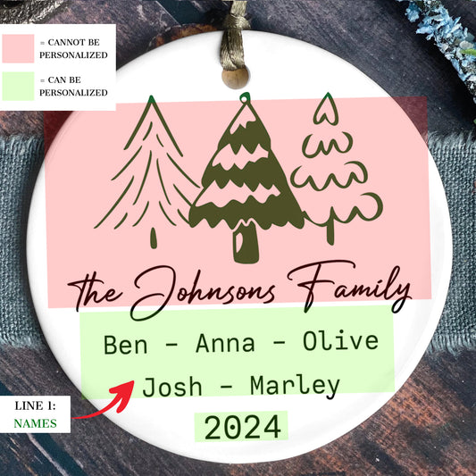 Personalized Family Ornament, Custom Xmas Tree Ornament CX01-27