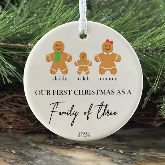 Personalized Family Ornament with Gingerbread, First Christmas Family Ornament CX01-21