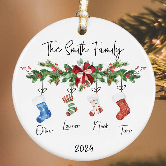 Personalized Family Ornament with socks, Custom Xmas Tree Ornament CX01-23