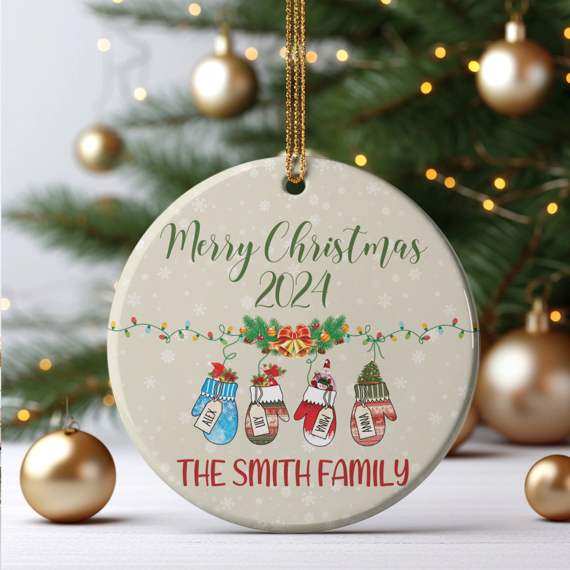 Personalized Family Stocking Ornament With Names and Year