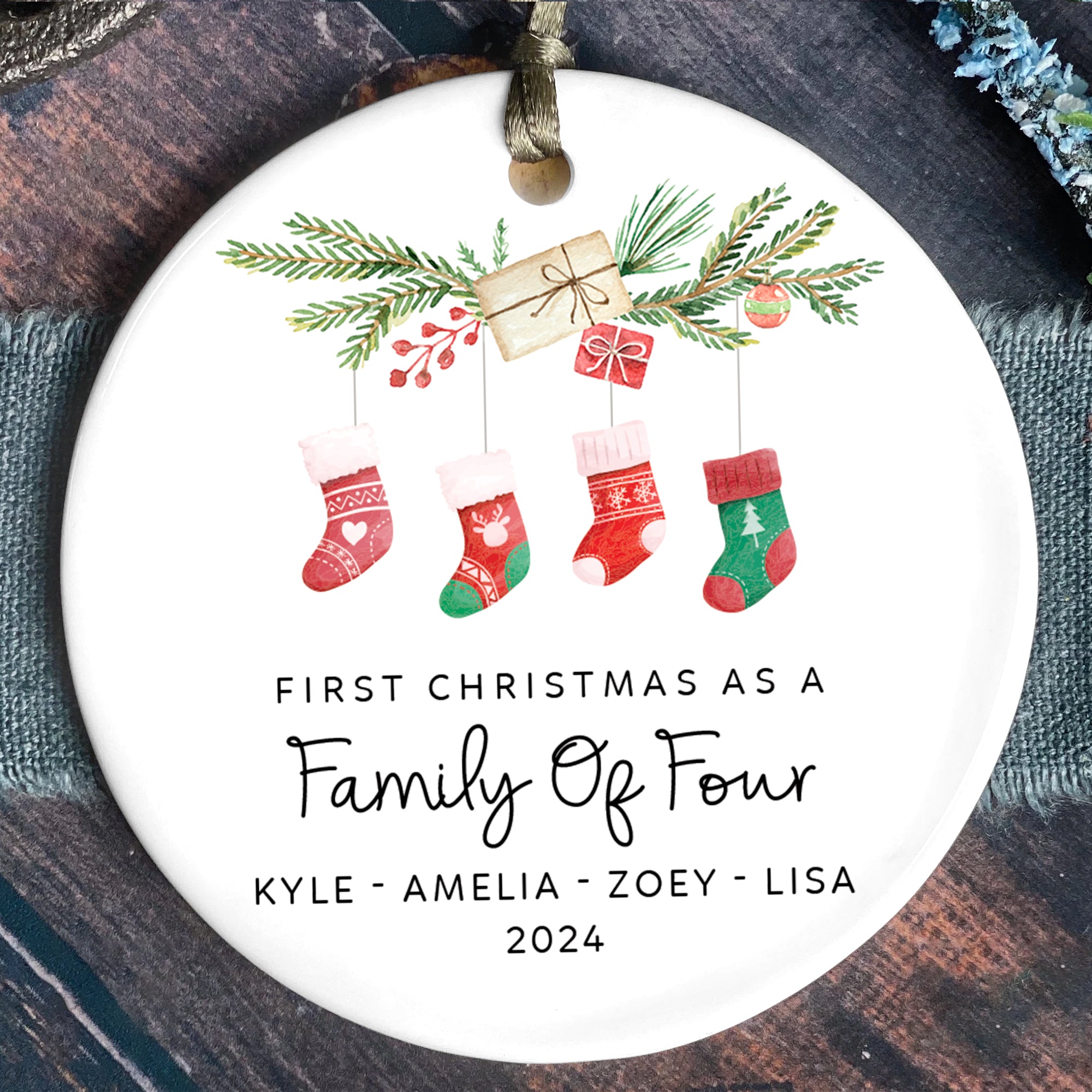 Personalized Family of Three Christmas Ornament, Custom New Family Ornament CX06-20