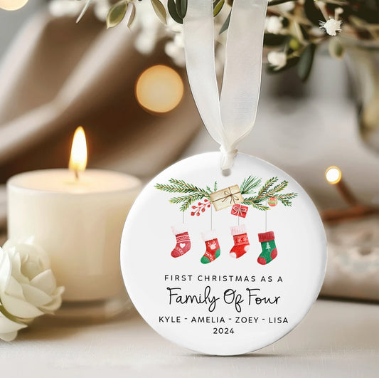 Personalized Family of Three Christmas Ornament, Custom New Family Ornament CX06-20