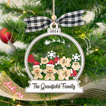 Personalized Gingerbread Family Christmas Ornament, Custom Names Family Ornament CF289