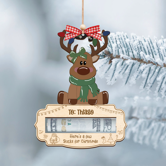 Personalized Here’s A Few Bucks for Christmas Money Holder, Reindeer Money Holder For Kids MH47