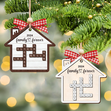 Personalized Puzzle Crossword House Shaped 2-Layer Wooden Ornament, Family Crossword Puzzle Gifts CF591