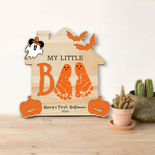 Personalized Our Little Boo Footprint Sign, Halloween Footprint Art FT26