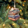Personalized 2D Bookstack Christmas Ornament, Book Lover Gift Bookworm Ornament CF161 - Kindlytoys