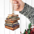 Personalized 2D Bookstack Christmas Ornament, Book Lover Gift Bookworm Ornament CF161 - Kindlytoys