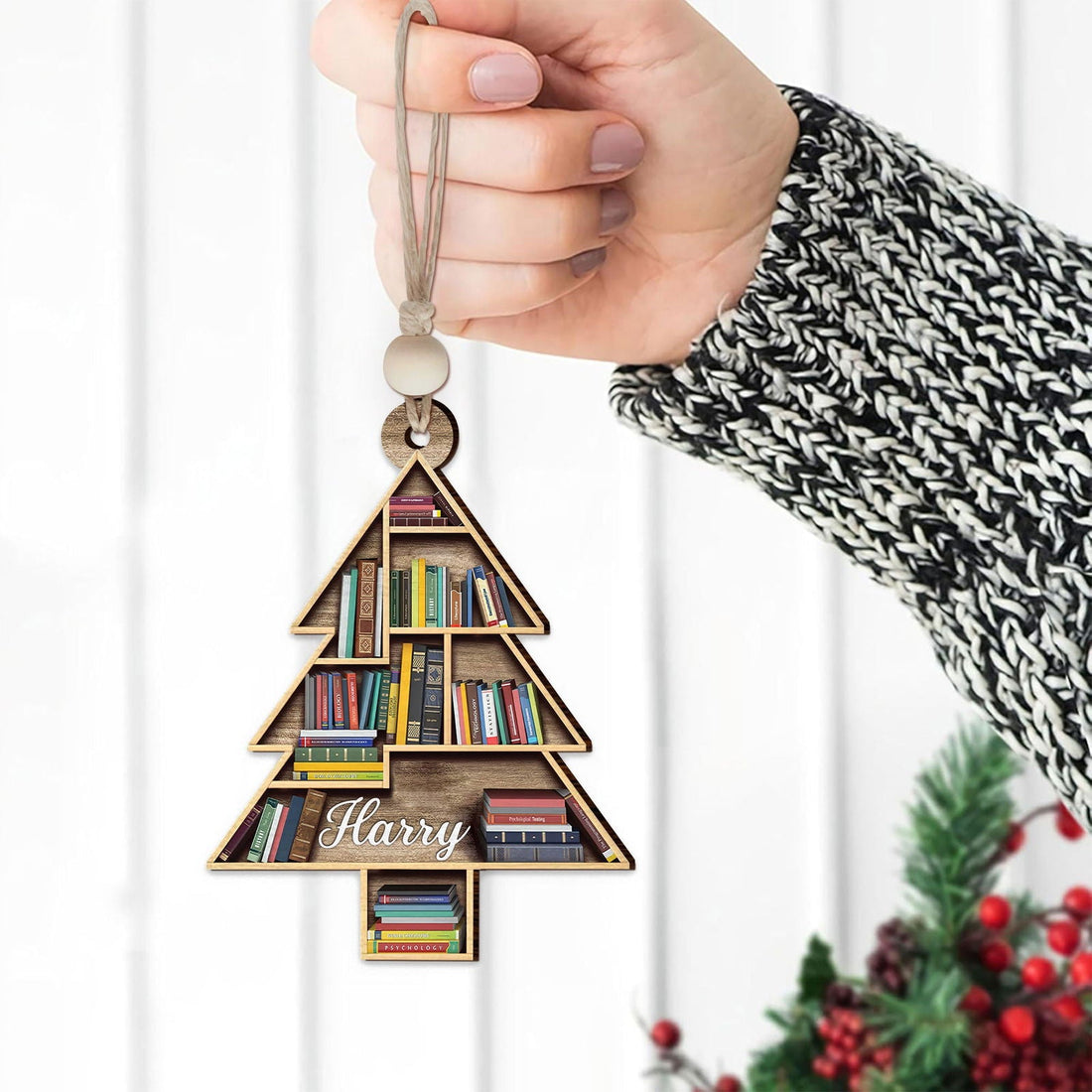 Personalized 2D Christmas Book Tree Ornament, Book Lover Gift, Bookworm Gifts CF154 - Kindlytoys