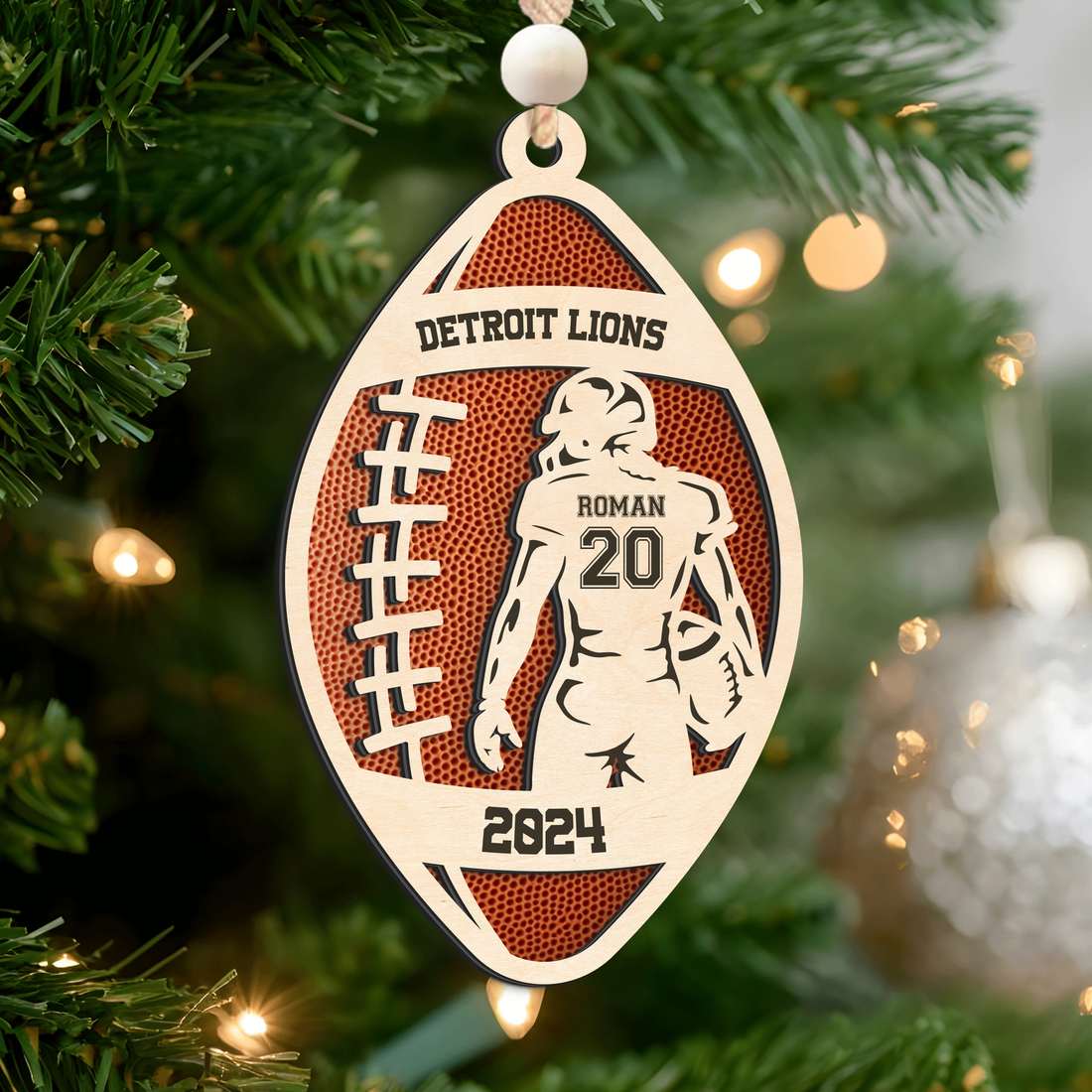 Personalized American Football 2 Layered Wooden Ornament, Custom Name Number Football Player Christmas Ornament, CF927 - Kindlytoys