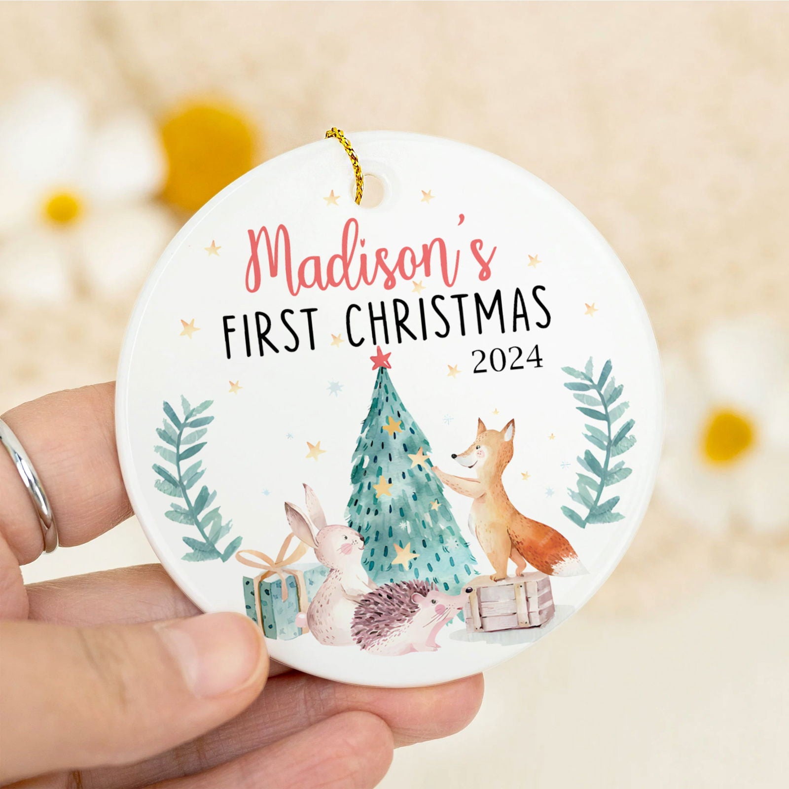 Personalized Baby Ceramic Christmas Ornament, Customized First Christmas Baby Ornament Gift, Holiday Keepsake Ornament, First Christmas Gift, Gift For Baby CX02-64 - Kindlytoys