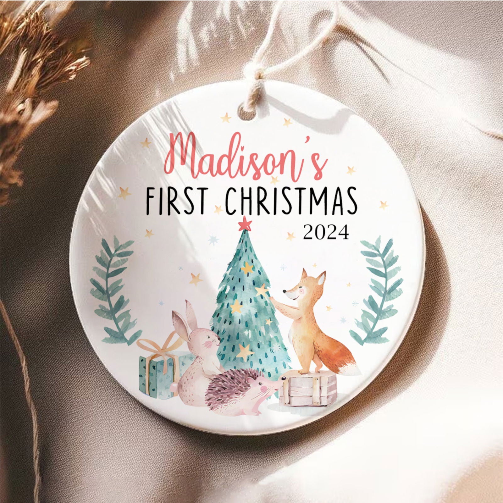 Personalized Baby Ceramic Christmas Ornament, Customized First Christmas Baby Ornament Gift, Holiday Keepsake Ornament, First Christmas Gift, Gift For Baby CX02-64 - Kindlytoys