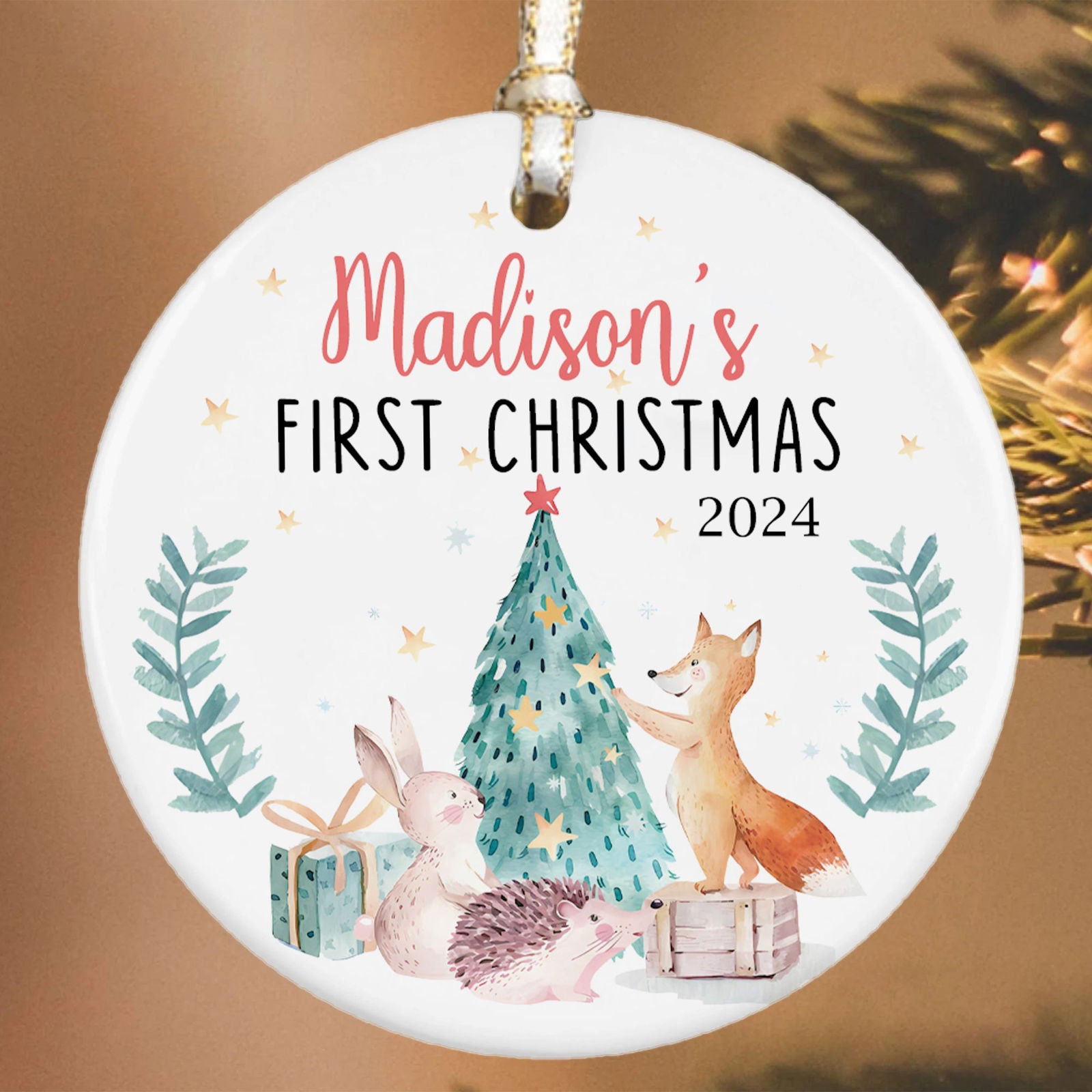 Personalized Baby Ceramic Christmas Ornament, Customized First Christmas Baby Ornament Gift, Holiday Keepsake Ornament, First Christmas Gift, Gift For Baby CX02-64 - Kindlytoys