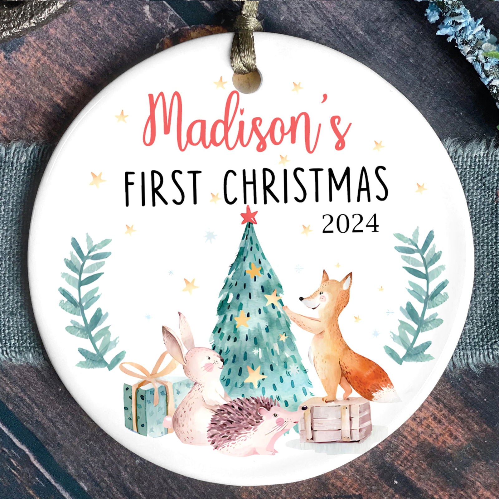 Personalized Baby Ceramic Christmas Ornament, Customized First Christmas Baby Ornament Gift, Holiday Keepsake Ornament, First Christmas Gift, Gift For Baby CX02-64 - Kindlytoys