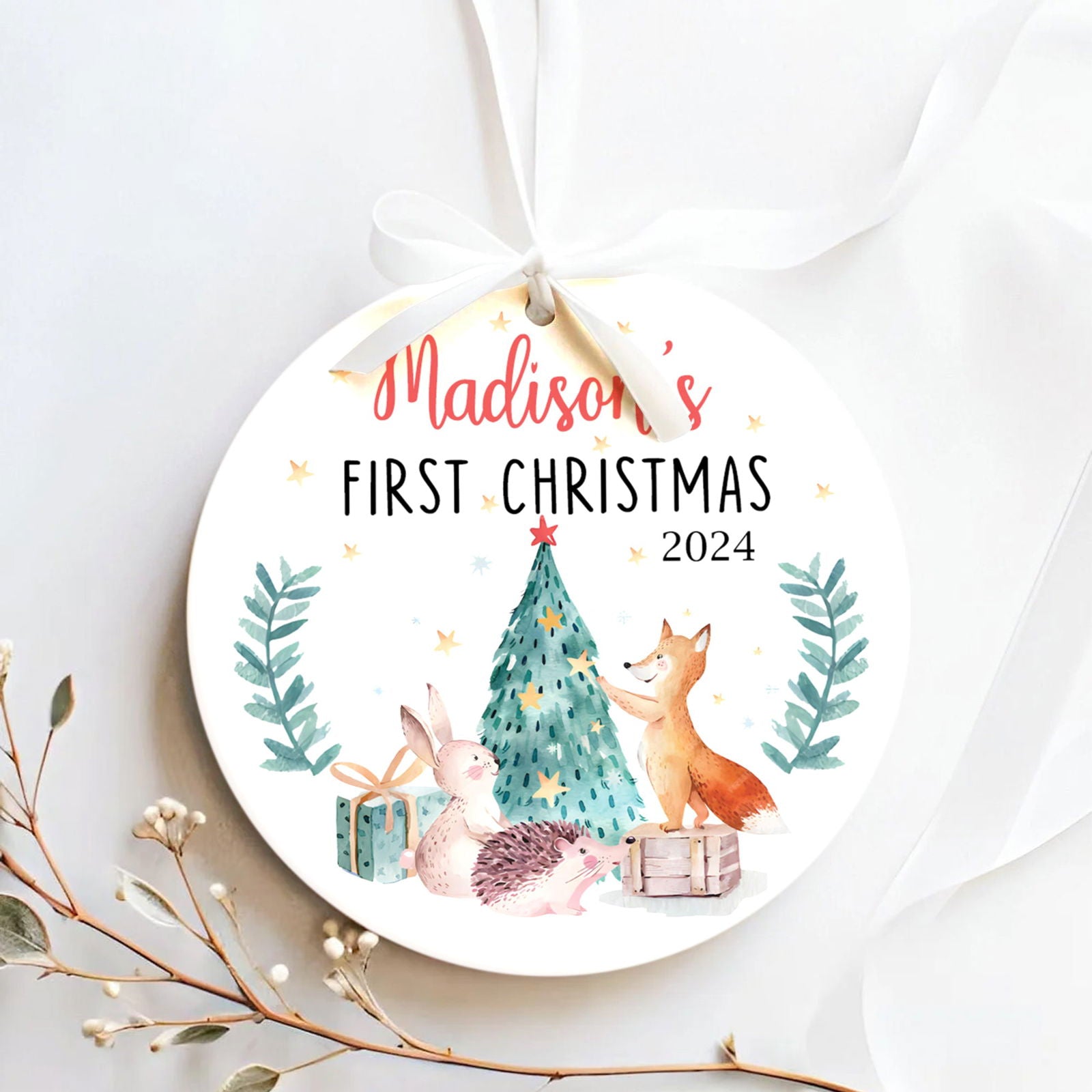 Personalized Baby Ceramic Christmas Ornament, Customized First Christmas Baby Ornament Gift, Holiday Keepsake Ornament, First Christmas Gift, Gift For Baby CX02-64 - Kindlytoys