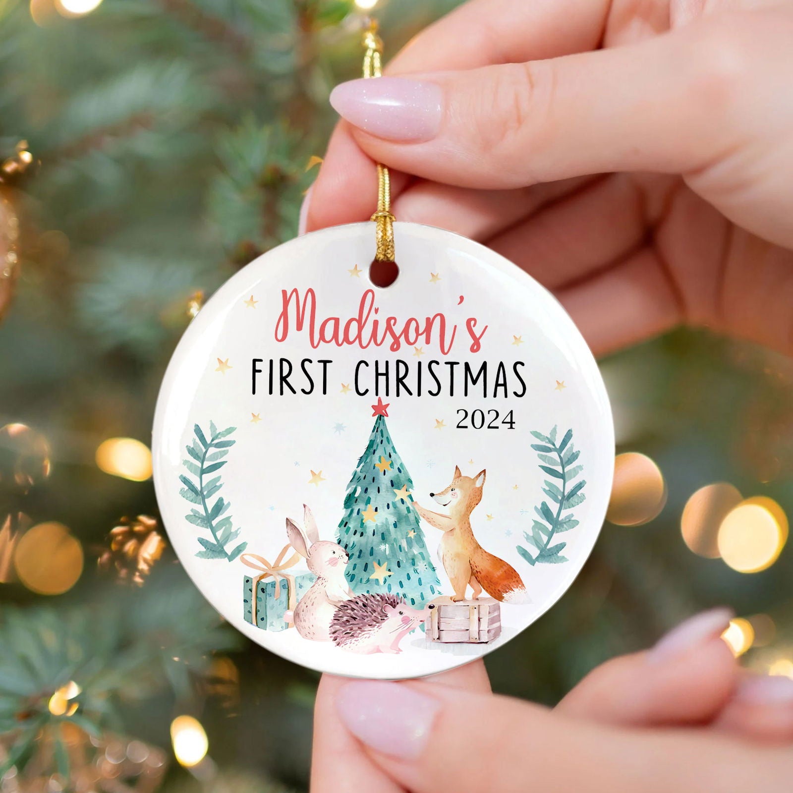 Personalized Baby Ceramic Christmas Ornament, Customized First Christmas Baby Ornament Gift, Holiday Keepsake Ornament, First Christmas Gift, Gift For Baby CX02-64 - Kindlytoys