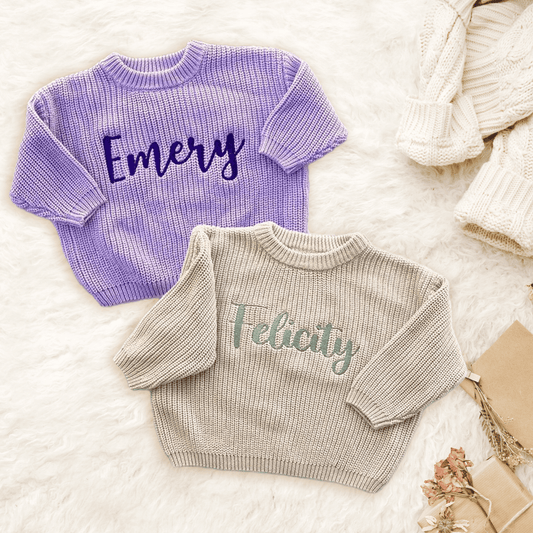 Personalized Baby Sweater With Name, Baby Shower gift, Personalized Toddler Knit Sweater KS02