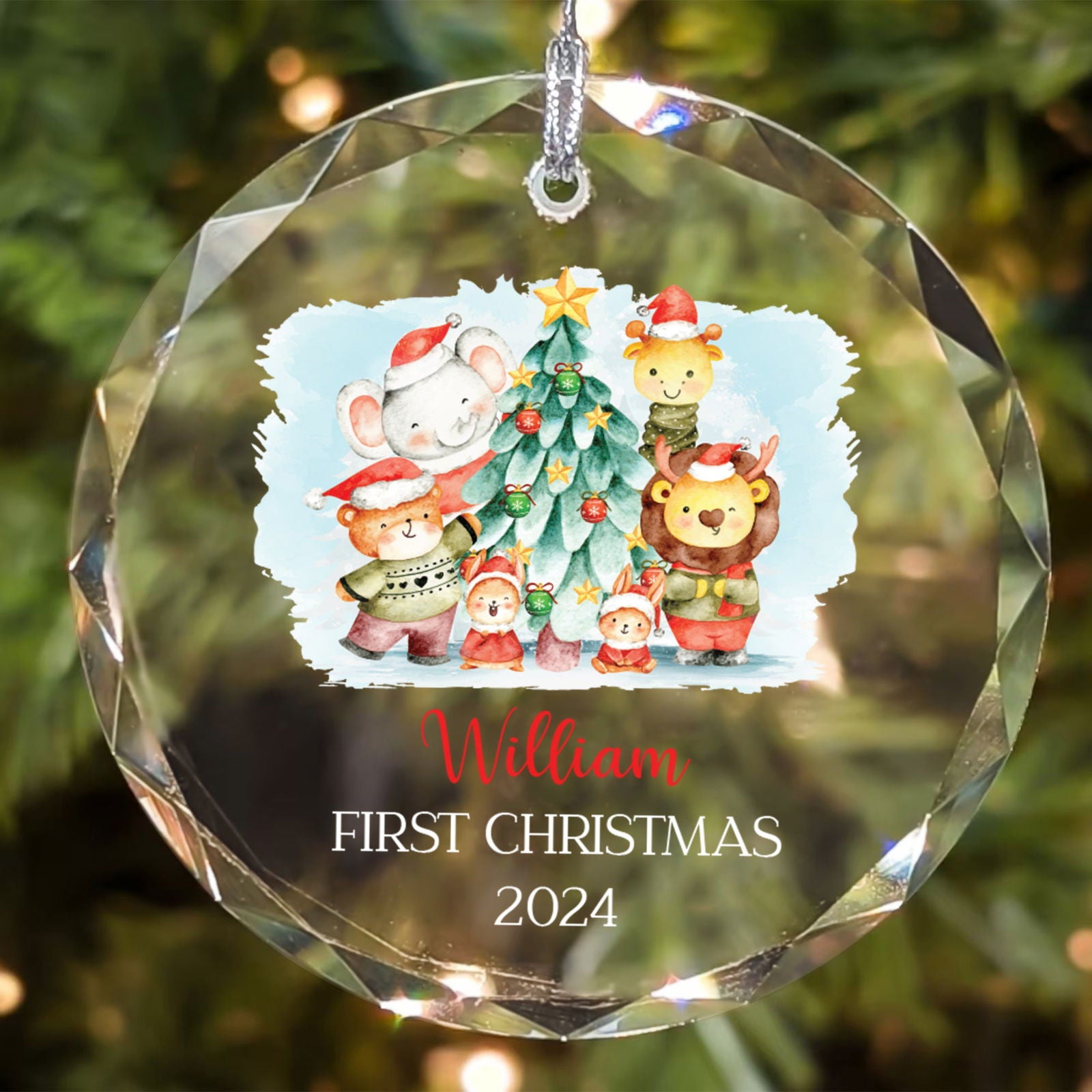 Personalized Baby's First Christmas Glass Ornament, Personalized Woodland Creatures, Baby Deer Ornament, Holiday Keepsake Ornament, New Baby Gift, 2024 Custom Baby Ornament GX02-20 - Kindlytoys