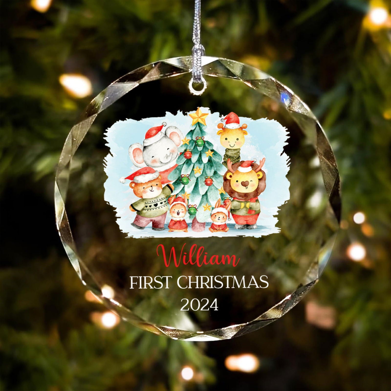 Personalized Baby's First Christmas Glass Ornament, Personalized Woodland Creatures, Baby Deer Ornament, Holiday Keepsake Ornament, New Baby Gift, 2024 Custom Baby Ornament GX02-20 - Kindlytoys