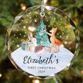 Personalized Baby's First Christmas Glass Ornament, Personalized Woodland Creatures, Baby Deer Ornament, Holiday Keepsake Ornament, New Baby Gift, 2024 Custom Baby Ornament GX02-21 - Kindlytoys