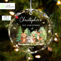 Personalized Baby's First Christmas Woodland Creatures Glass Ornament, Personalized Baby Deer Ornament, Holiday Keepsake Ornament, New Baby Gift, 2024 Custom Baby Ornament GX02-18 - Kindlytoys