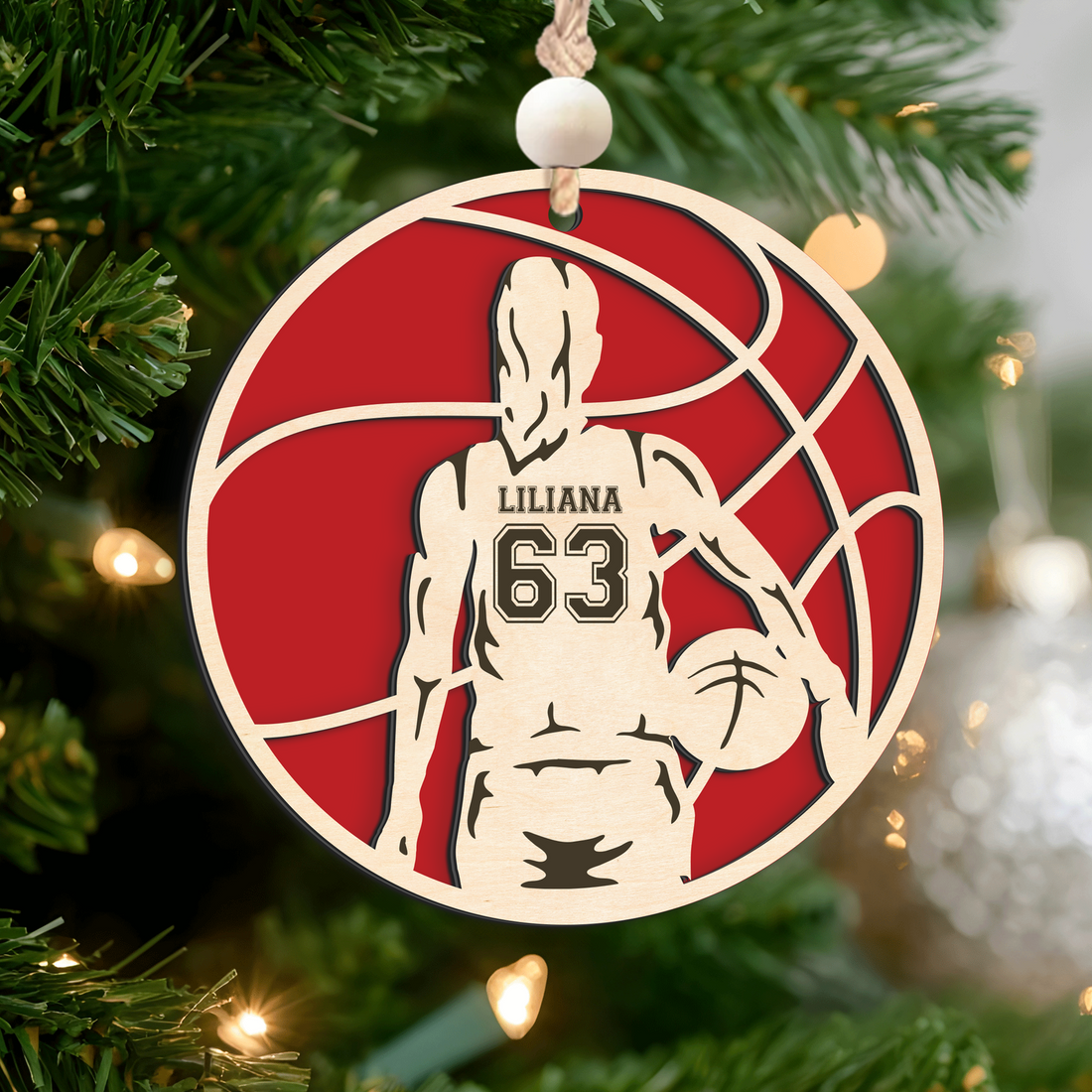 Personalized Basketball Christmas Ornament, Custom Basketball Player 2 Layered Wooden Ornament CF925 - Kindlytoys