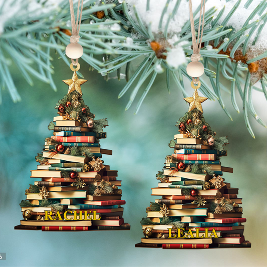 Personalized Christmas Book Tree Name Ornament