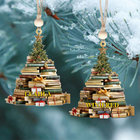 Personalized Christmas Book Tree Name Ornament, Book Lover Gift, Bookworm Gifts CF235 - Kindlytoys