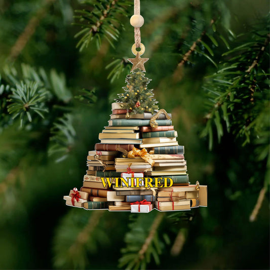 Personalized Christmas Book Tree Name Ornament, Book Lover Gift, Bookworm Gifts CF235 - Kindlytoys