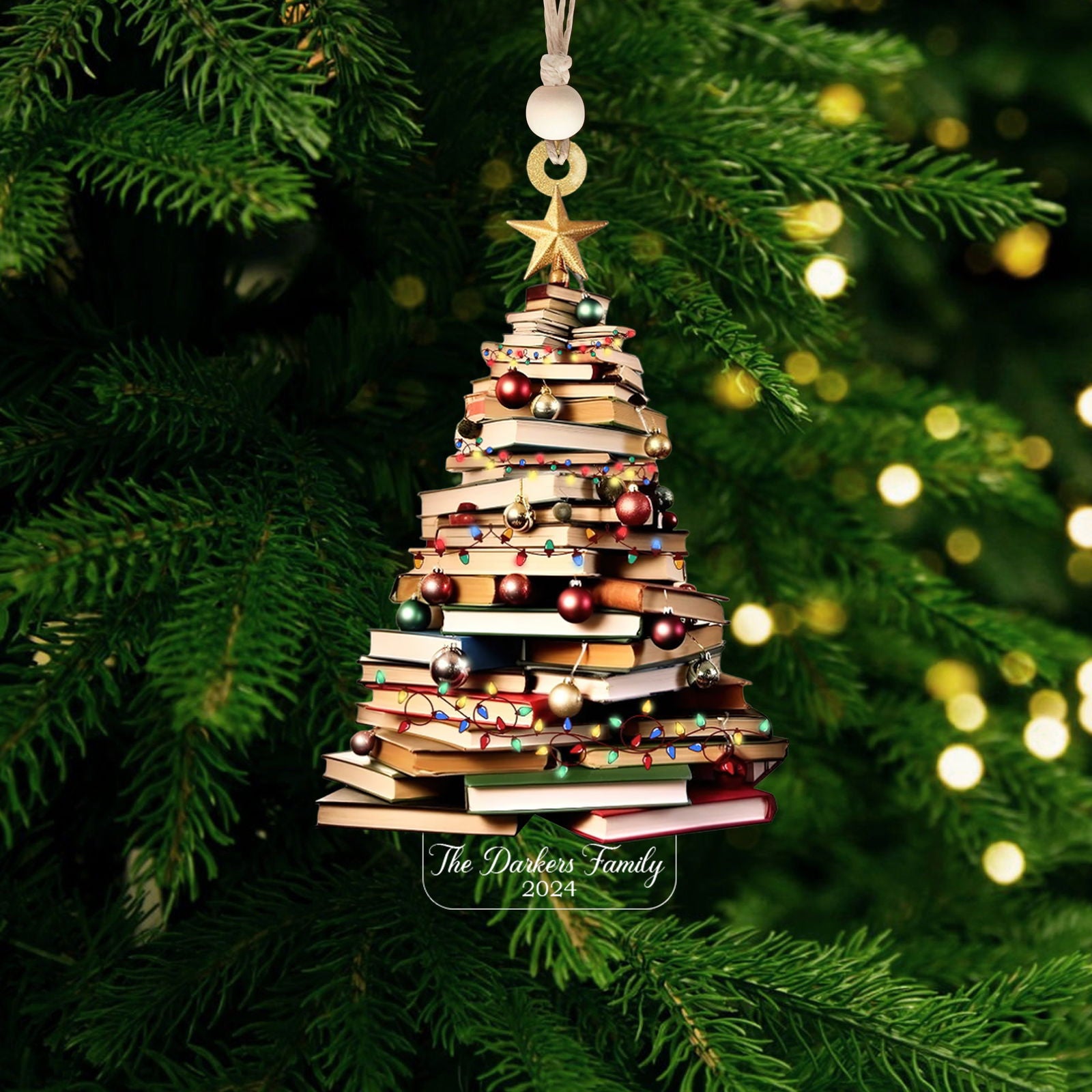 Personalized Christmas Book Tree Ornament, Book Lover Christmas Ornament CF86 - Kindlytoys