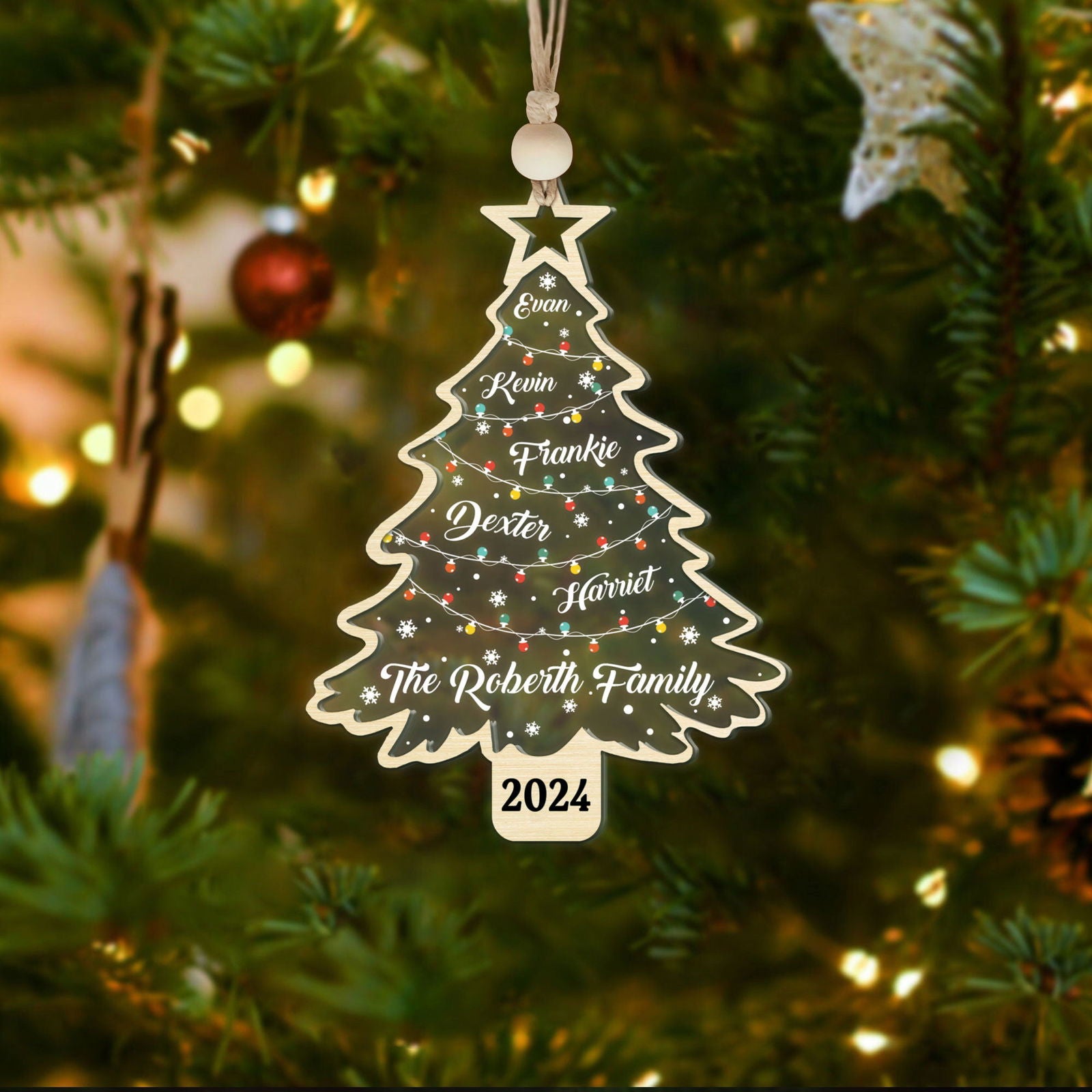 Personalized Christmas Family Names Tree Ornament, Christmas Tree Name Ornament CF139 - Kindlytoys