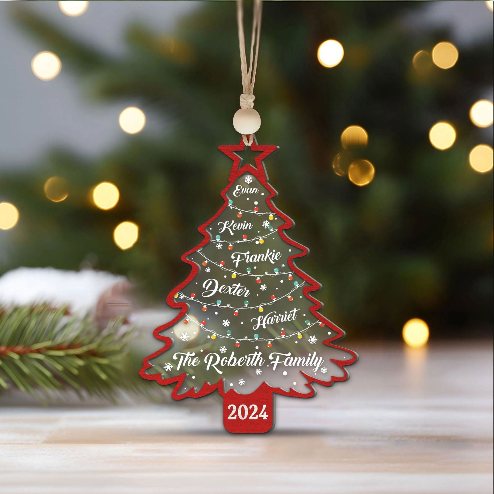 Personalized Christmas Family Names Tree Ornament, Christmas Tree Name Ornament CF139 - Kindlytoys