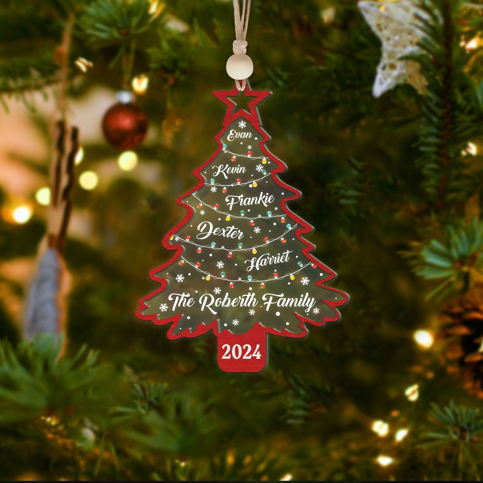 Personalized Christmas Family Names Tree Ornament, Christmas Tree Name Ornament CF139 - Kindlytoys