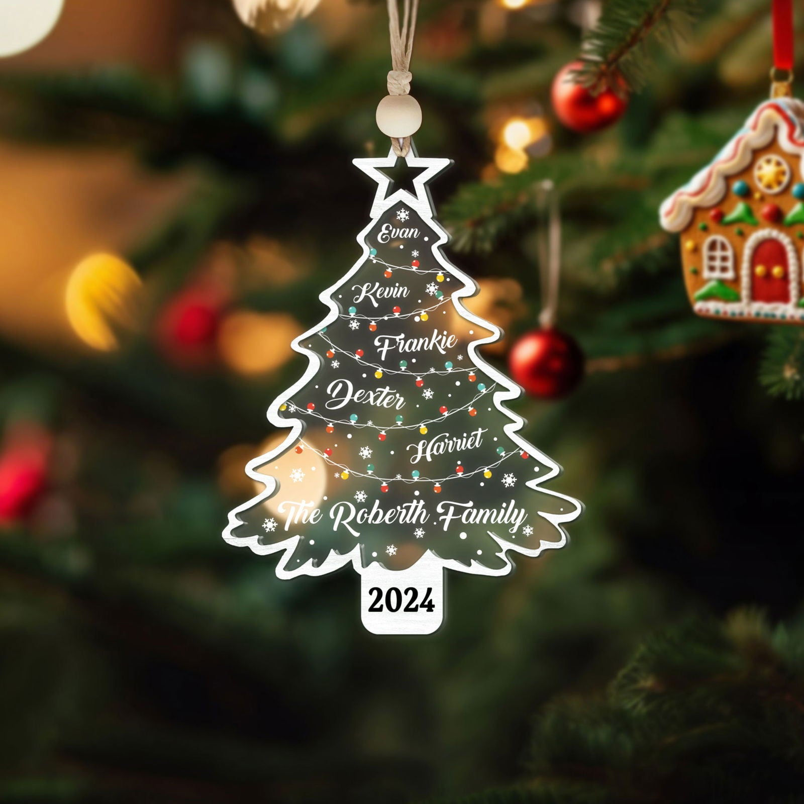 Personalized Christmas Family Names Tree Ornament, Christmas Tree Name Ornament CF139 - Kindlytoys