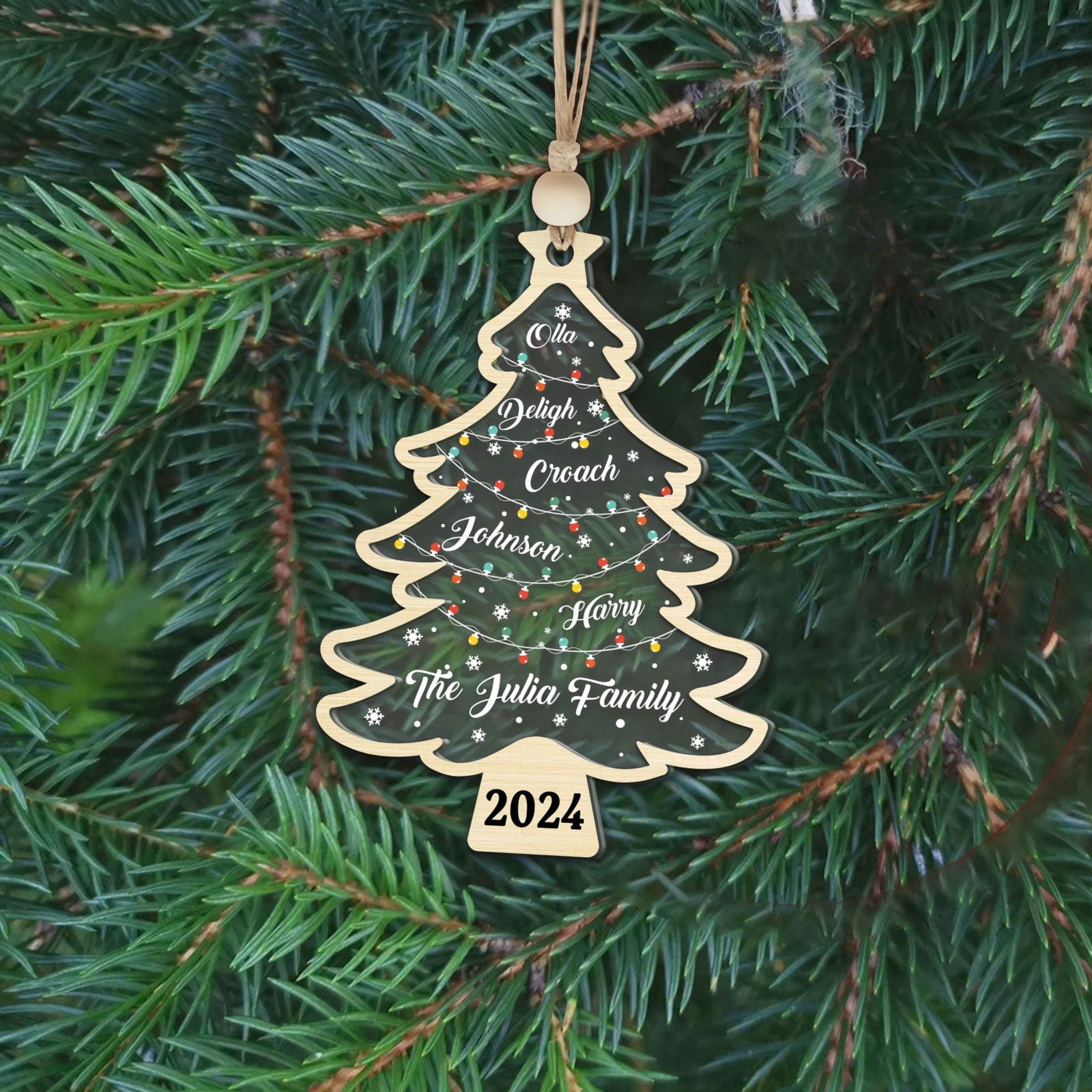 Personalized Christmas Family Names Tree Ornament, Christmas Tree Name Ornament CF139 - Kindlytoys