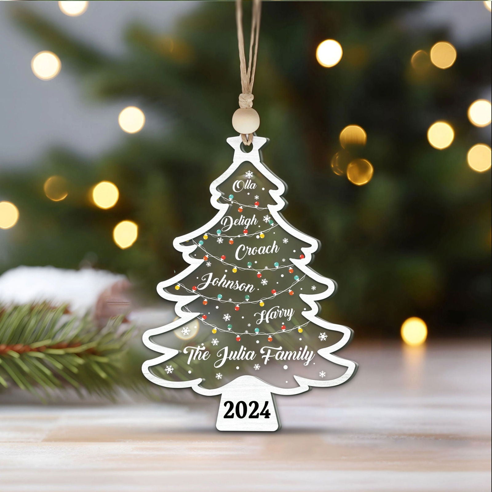 Personalized Christmas Family Names Tree Ornament, Christmas Tree Name Ornament CF139 - Kindlytoys