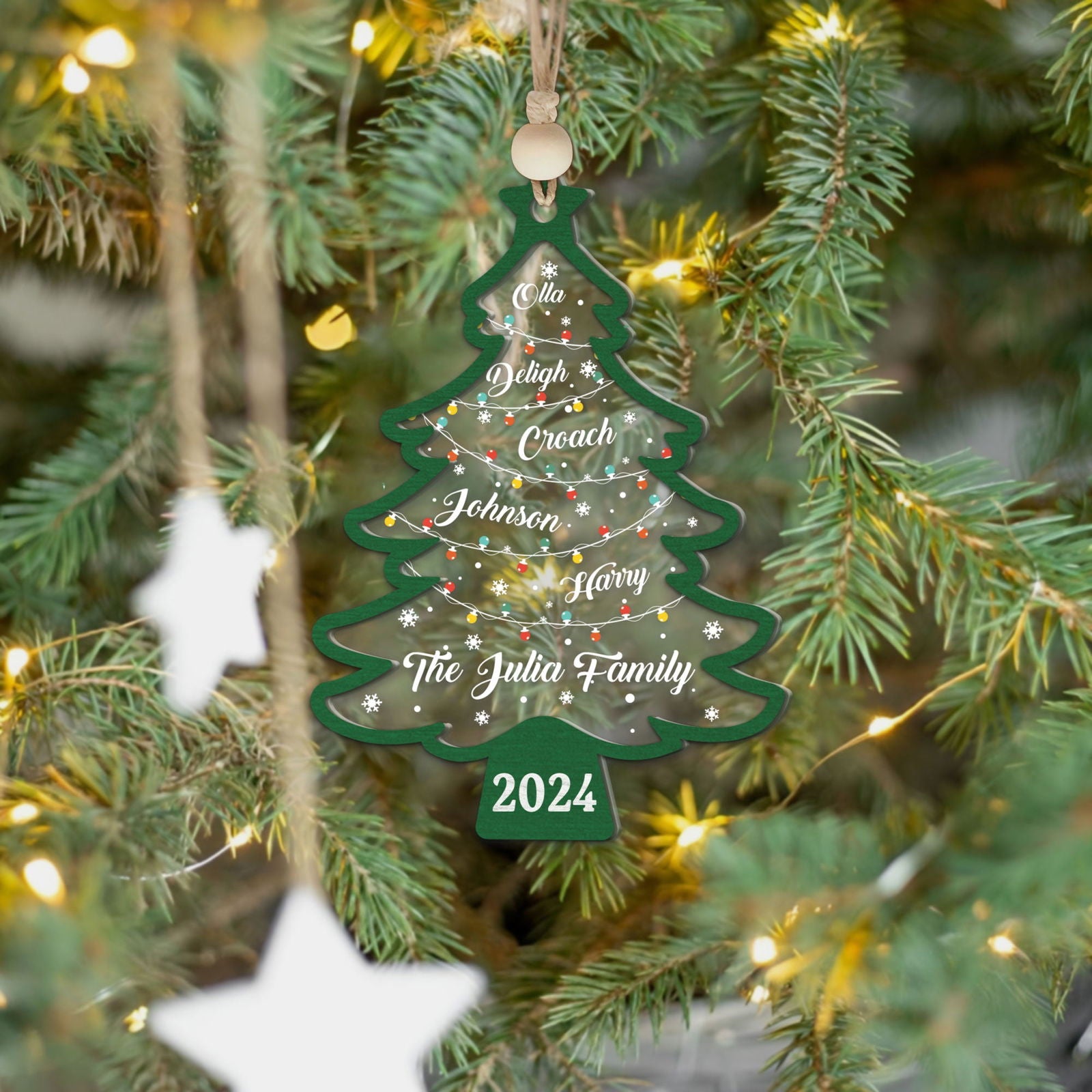 Personalized Christmas Family Names Tree Ornament, Christmas Tree Name Ornament CF139 - Kindlytoys