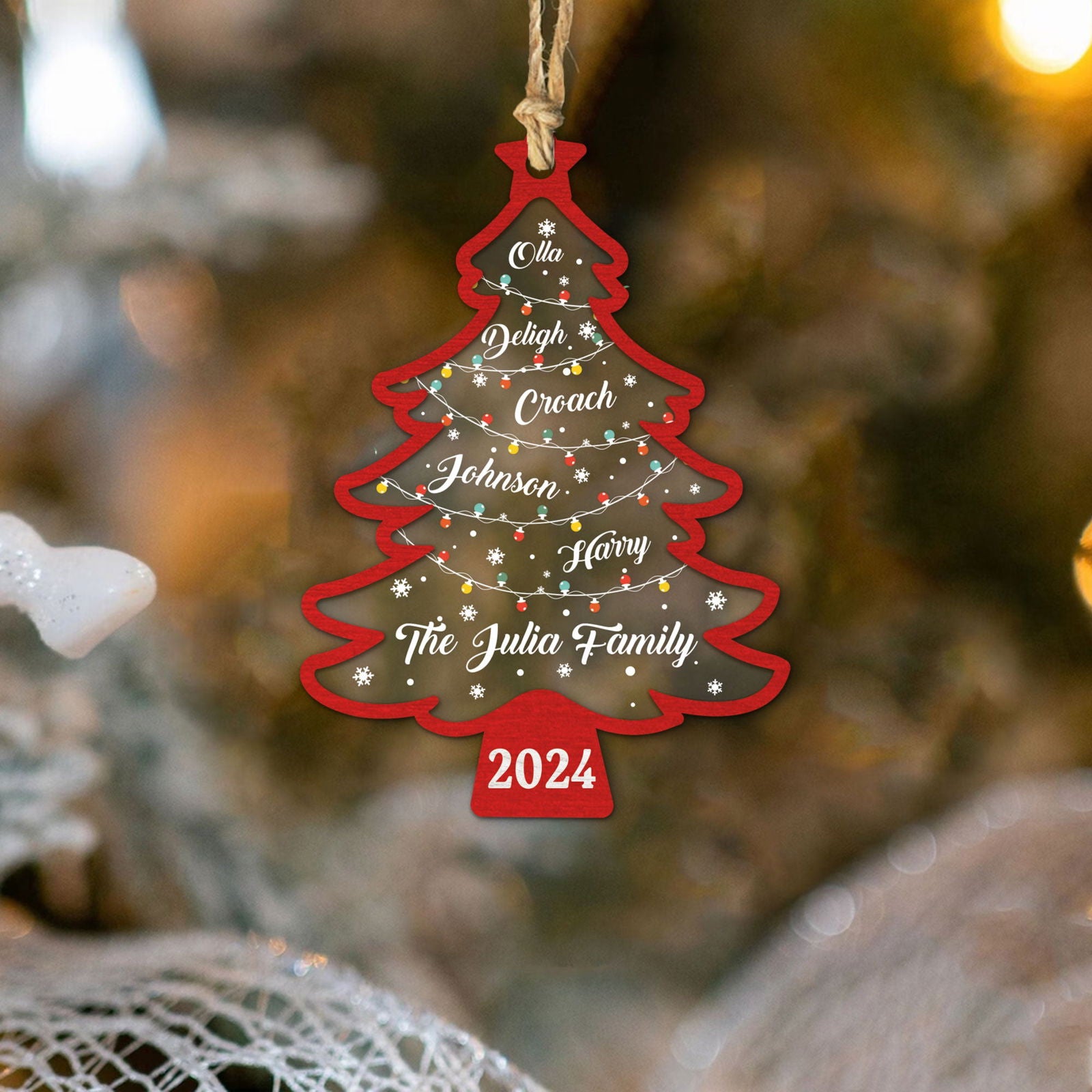 Personalized Christmas Family Names Tree Ornament, Christmas Tree Name Ornament CF139 - Kindlytoys