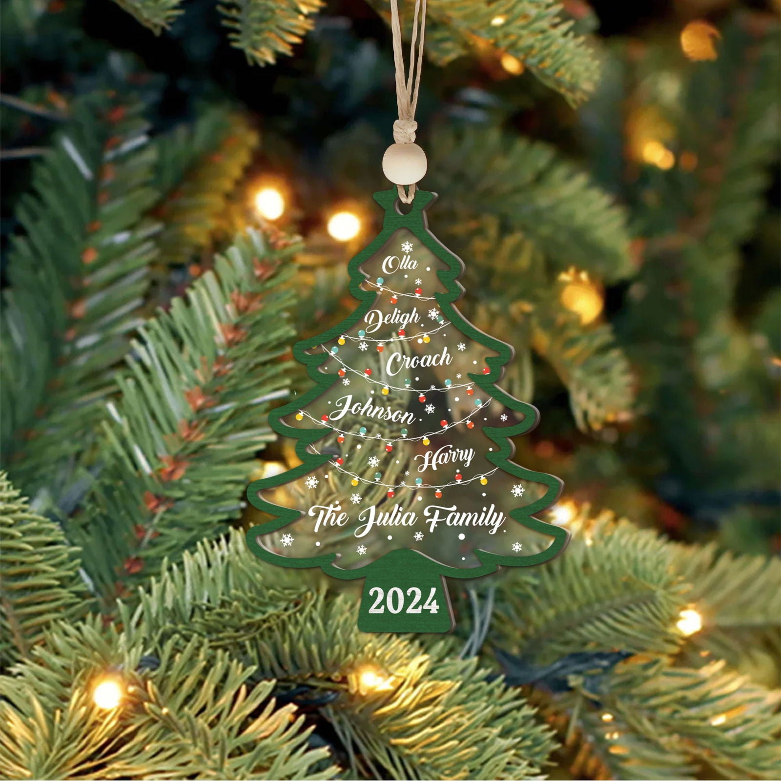 Personalized Christmas Family Names Tree Ornament, Christmas Tree Name Ornament CF139 - Kindlytoys