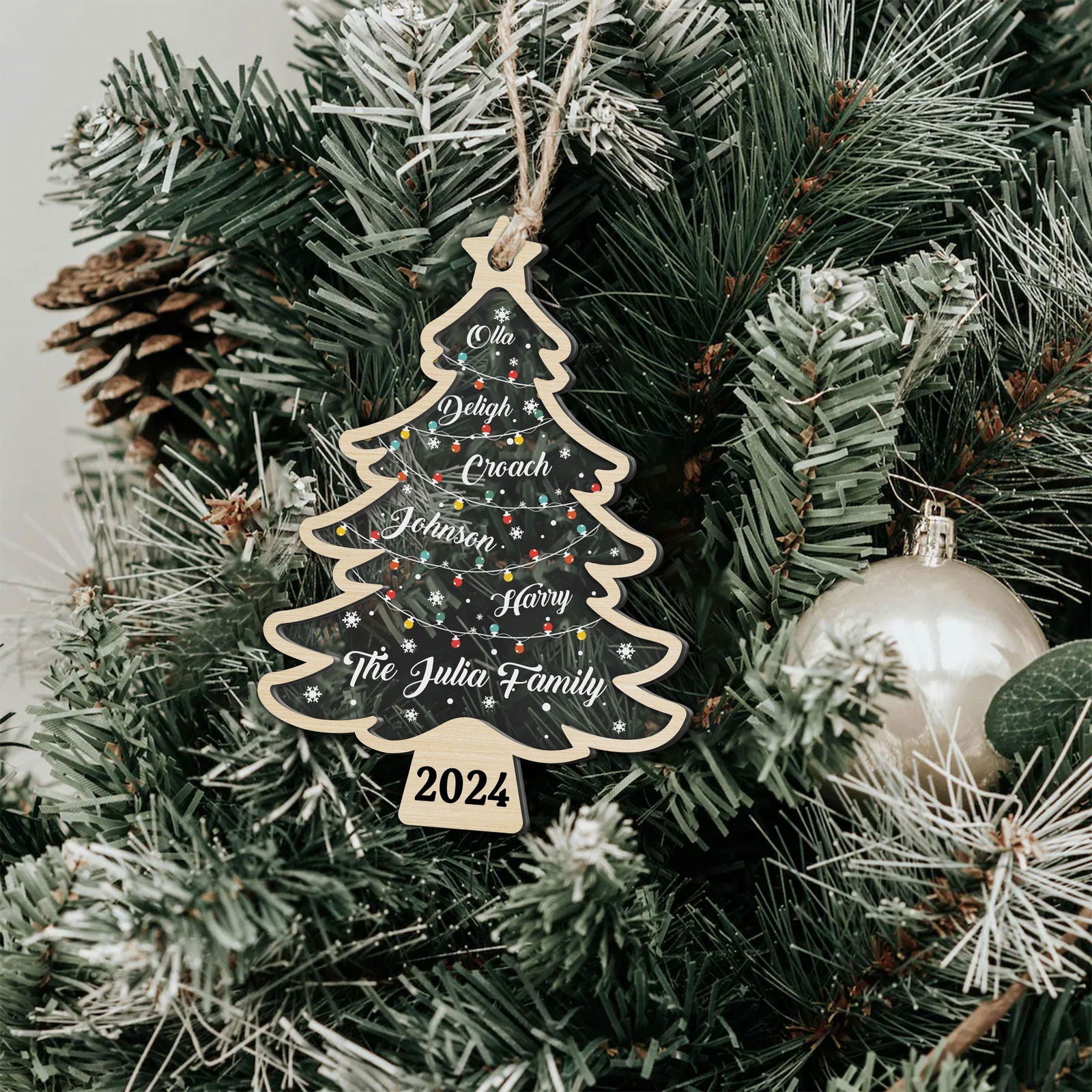Personalized Christmas Family Names Tree Ornament, Christmas Tree Name Ornament CF139 - Kindlytoys