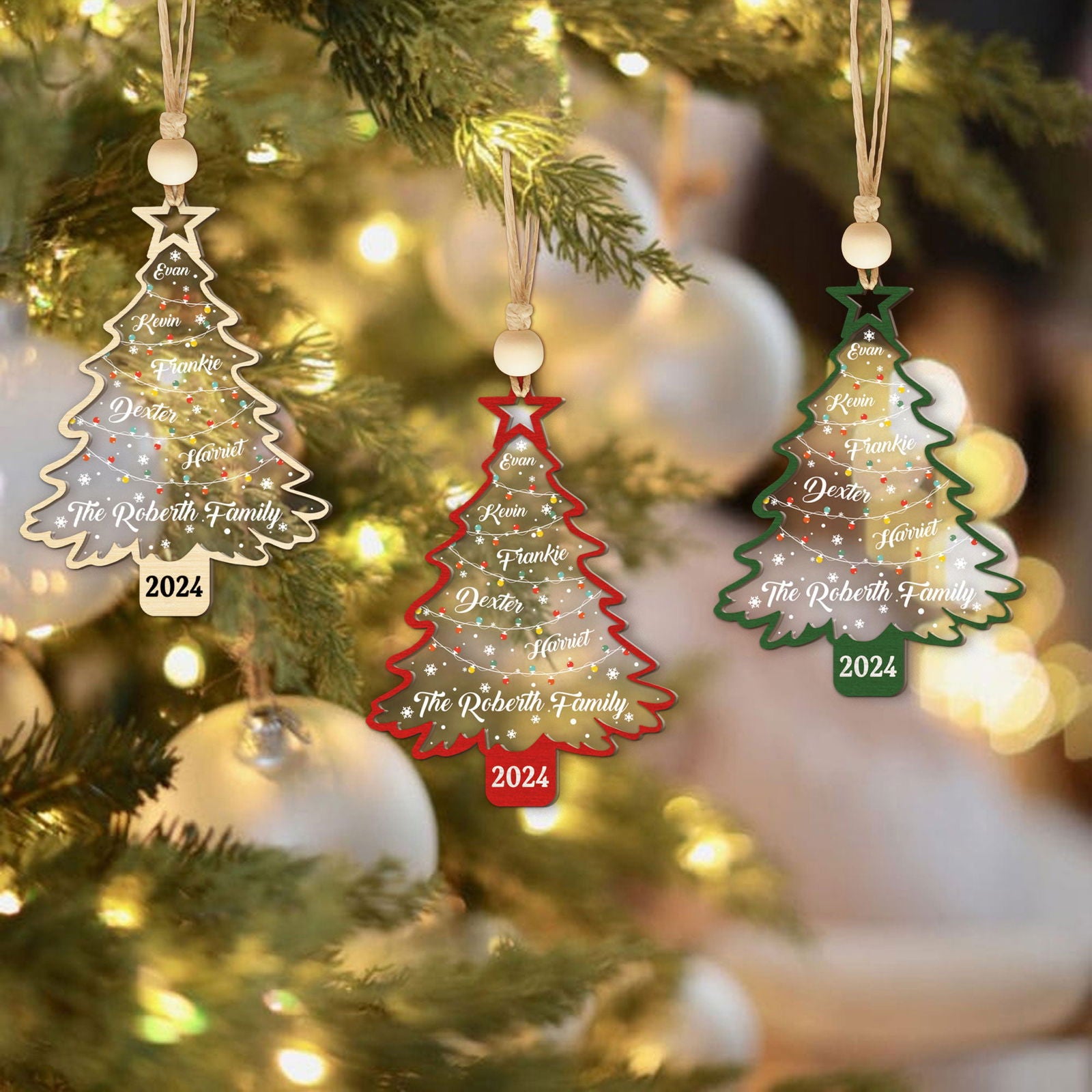 Personalized Christmas Family Names Tree Ornament, Christmas Tree Name Ornament CF139 - Kindlytoys