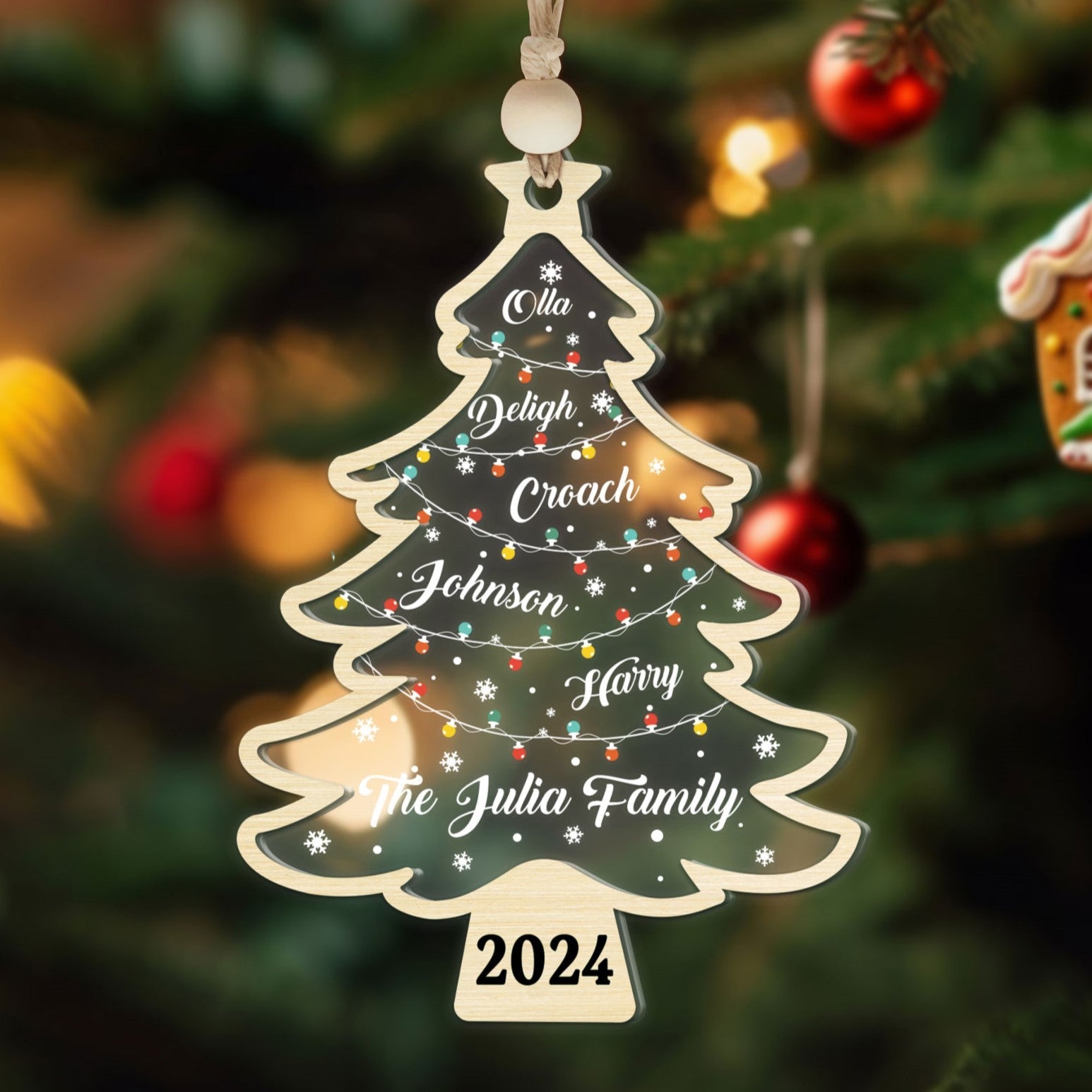 Personalized Christmas Family Names Tree Ornament, Christmas Tree Name Ornament CF139 - Kindlytoys