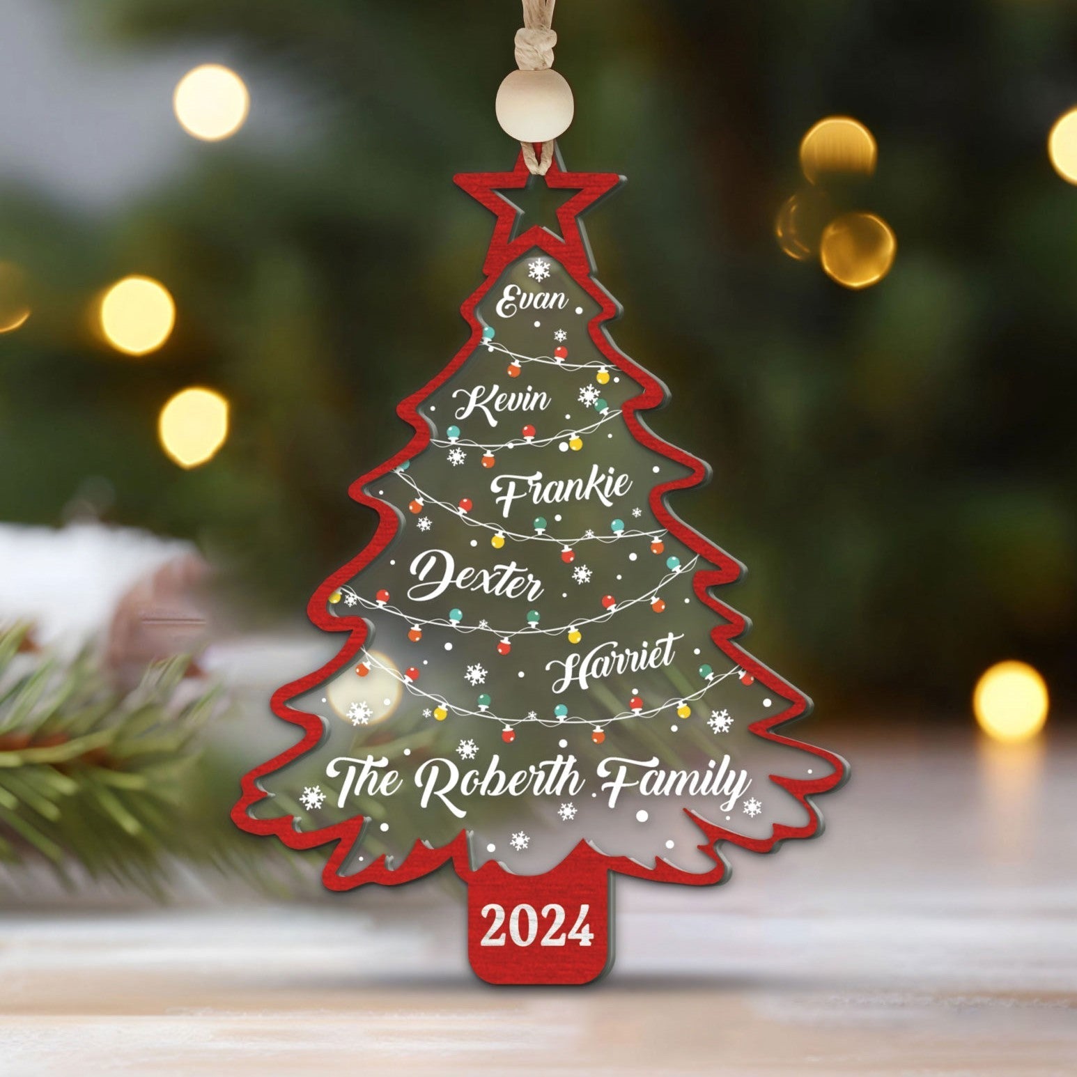Personalized Christmas Family Names Tree Ornament, Christmas Tree Name Ornament CF139 - Kindlytoys