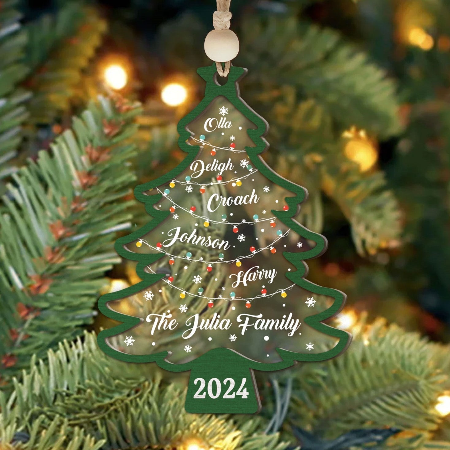 Personalized Christmas Family Names Tree Ornament, Christmas Tree Name Ornament CF139 - Kindlytoys