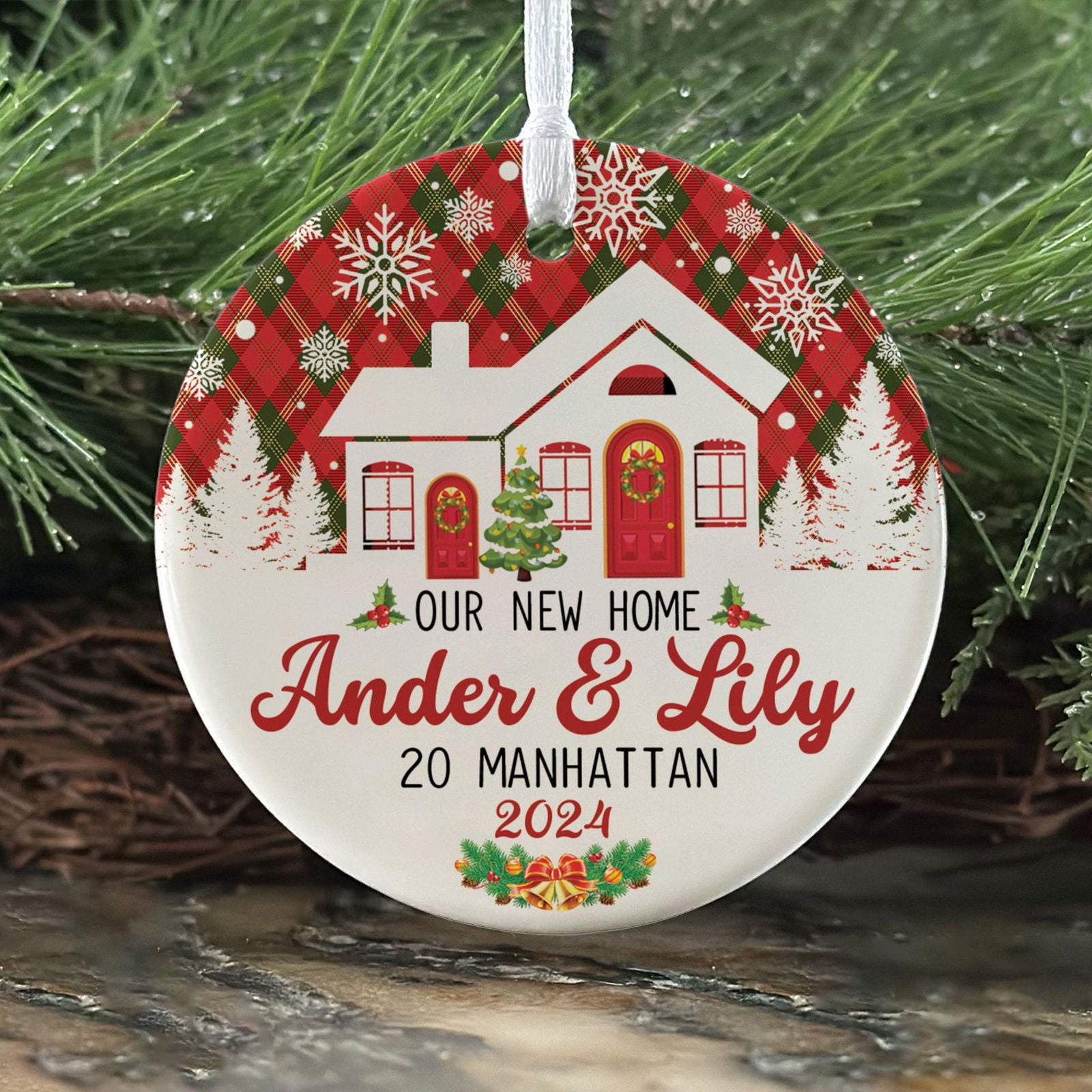 Personalized Christmas New Home Ornament, Custom New House Gift Ideas, Housewarming Gifts for New House Ornament, Welcome Home Gifts, Personalized First Christmas in Our New Home Ornament, Couples New Home Ornament CX01-4 - Kindlytoys
