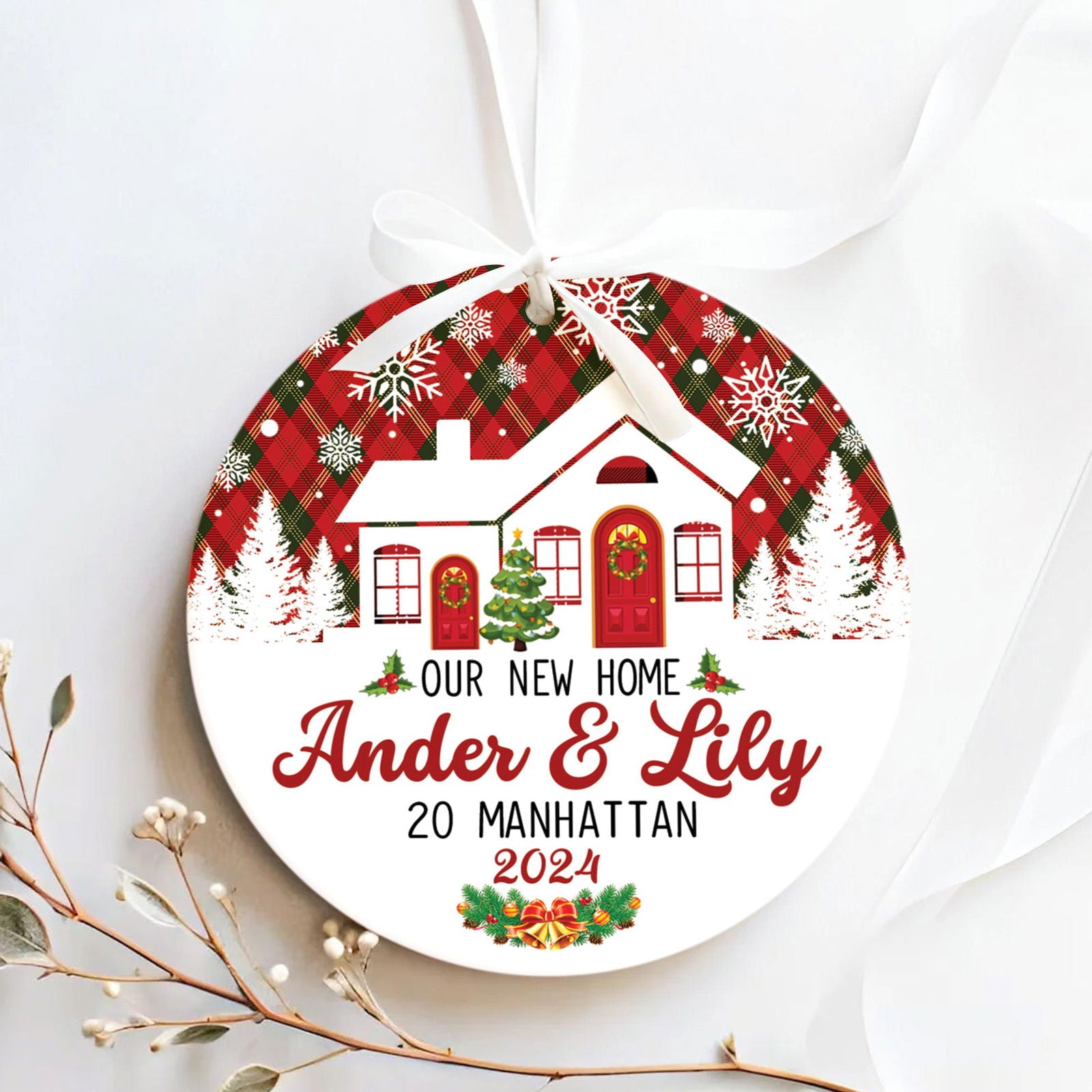 Personalized Christmas New Home Ornament, Custom New House Gift Ideas, Housewarming Gifts for New House Ornament, Welcome Home Gifts, Personalized First Christmas in Our New Home Ornament, Couples New Home Ornament CX01-4 - Kindlytoys